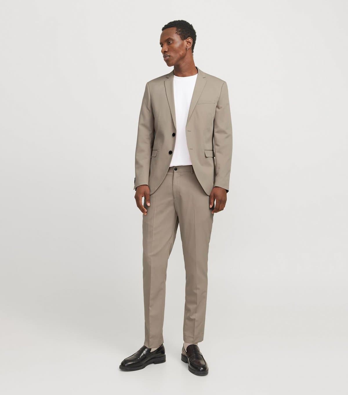 jack & jones Men's Cream Slim Fit Suit Trousers Jack & Jones New Look