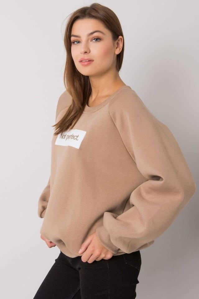 Love Lace Love Lace Women's Cotton Crew Neck Sweatshirt Long Sleeve Everyday Wear in Beige - 2