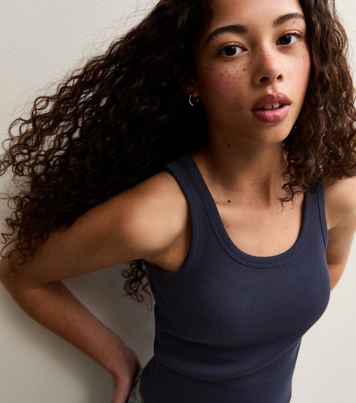 New Look Girls' Navy Scoop Neck Ribbed Vest Top New Look - 2