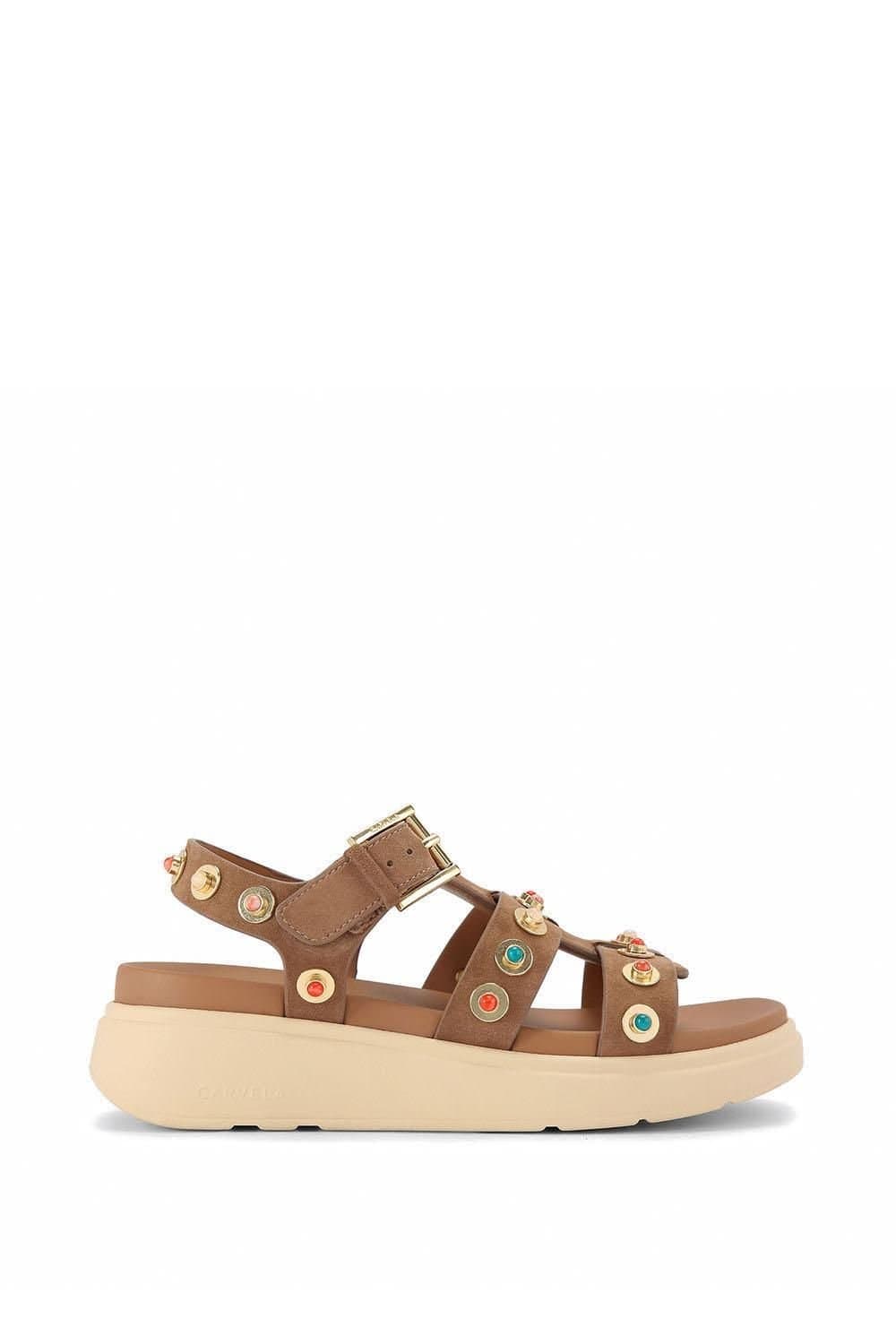 Carvela Carvela Women's 'Amalfi Flatform' Suede Sandals in Camel