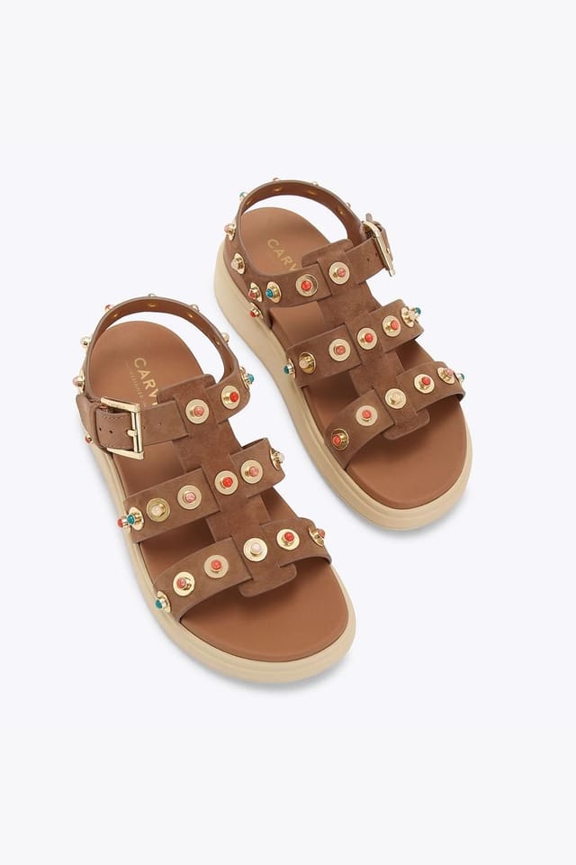 Carvela Carvela Women's 'Amalfi Flatform' Suede Sandals in Camel - 2