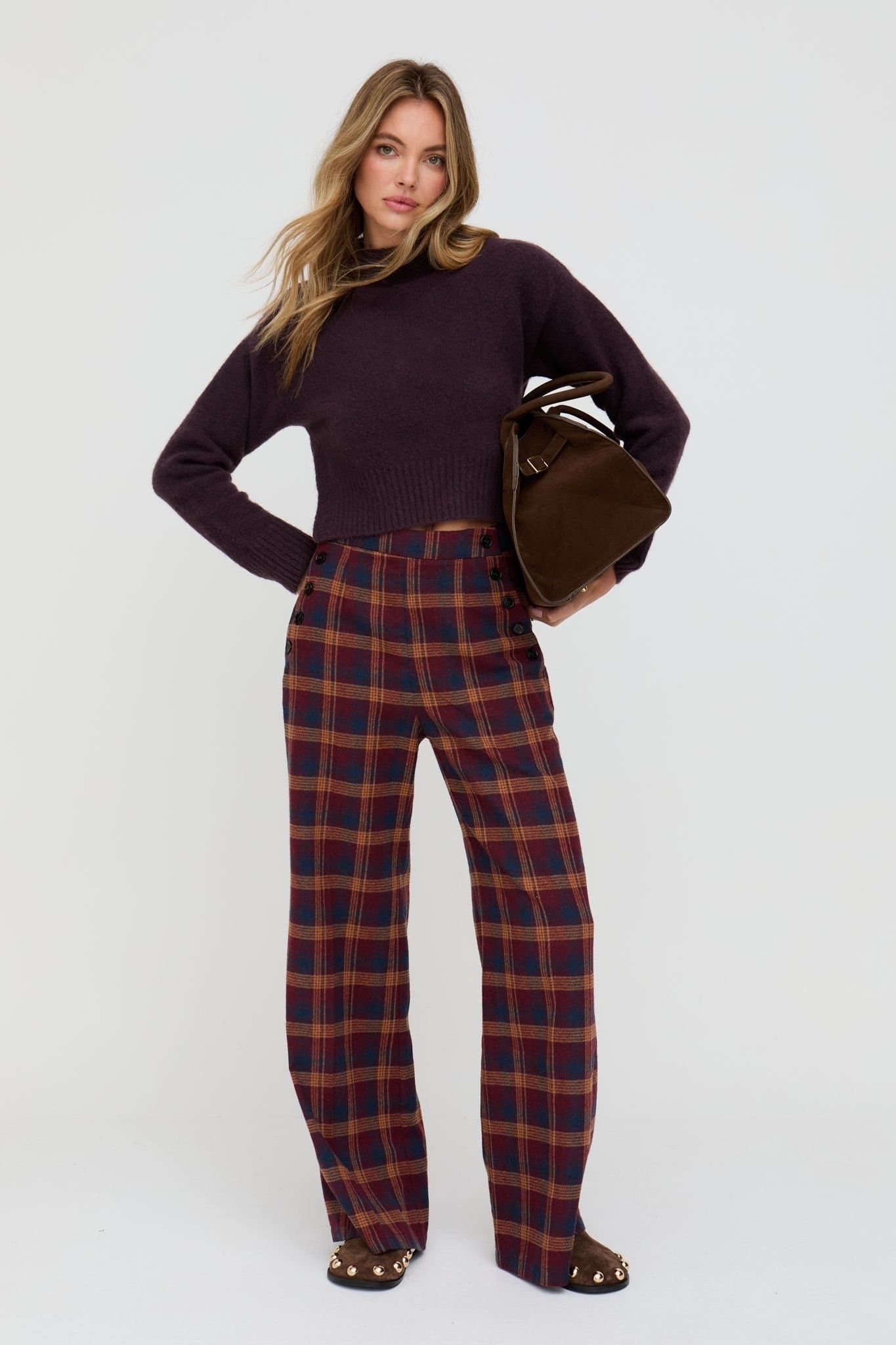 Lily and Lionel Lily and Lionel Burgundy Tartan Print Trousers