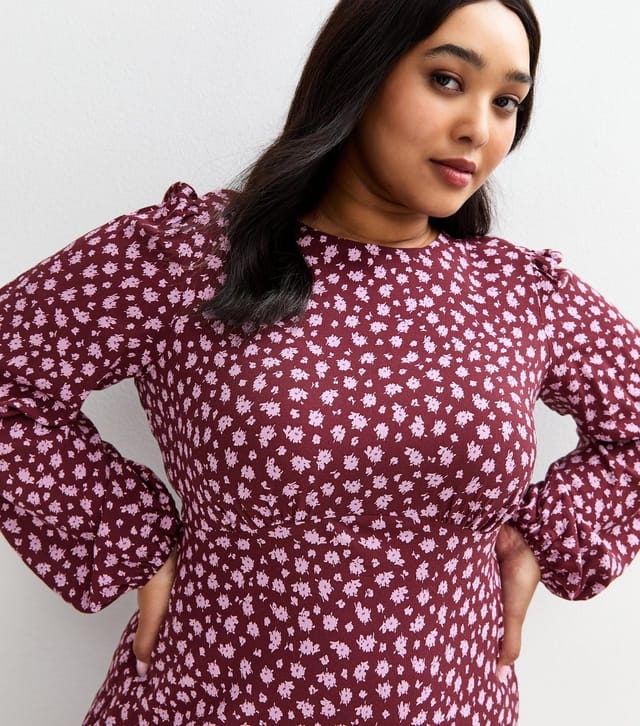 New Look Women's Plus Size Red Floral Print Midi Dress Curves New Look - 2
