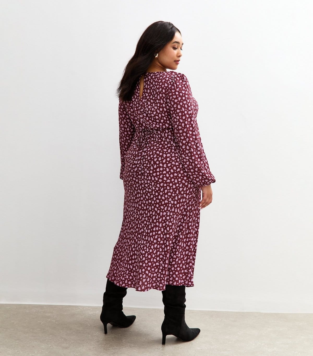 New Look Women's Plus Size Red Floral Print Midi Dress Curves New Look - 4