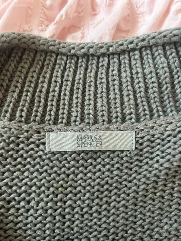 Marks & Spencer Marks and Spencer Chunky Knit Cardigan Grey Pewter Vintage Y2K 16