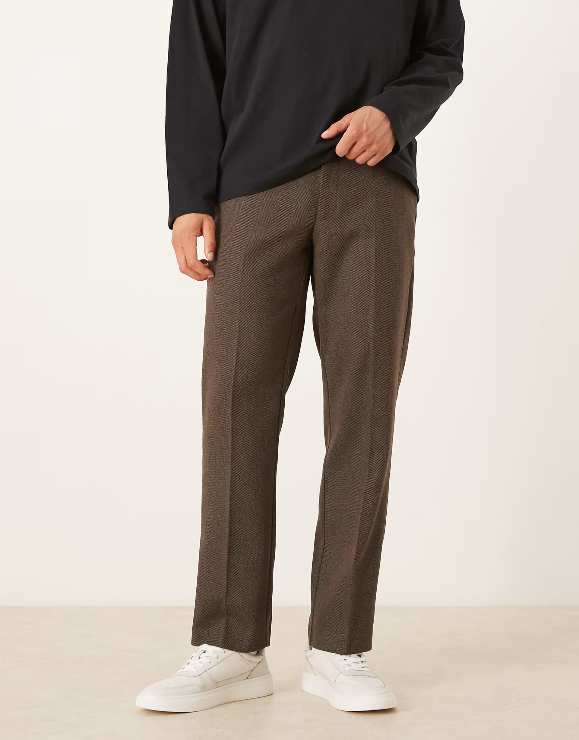 ASOS ASOS DESIGN smart straight fit trouser in dark brown