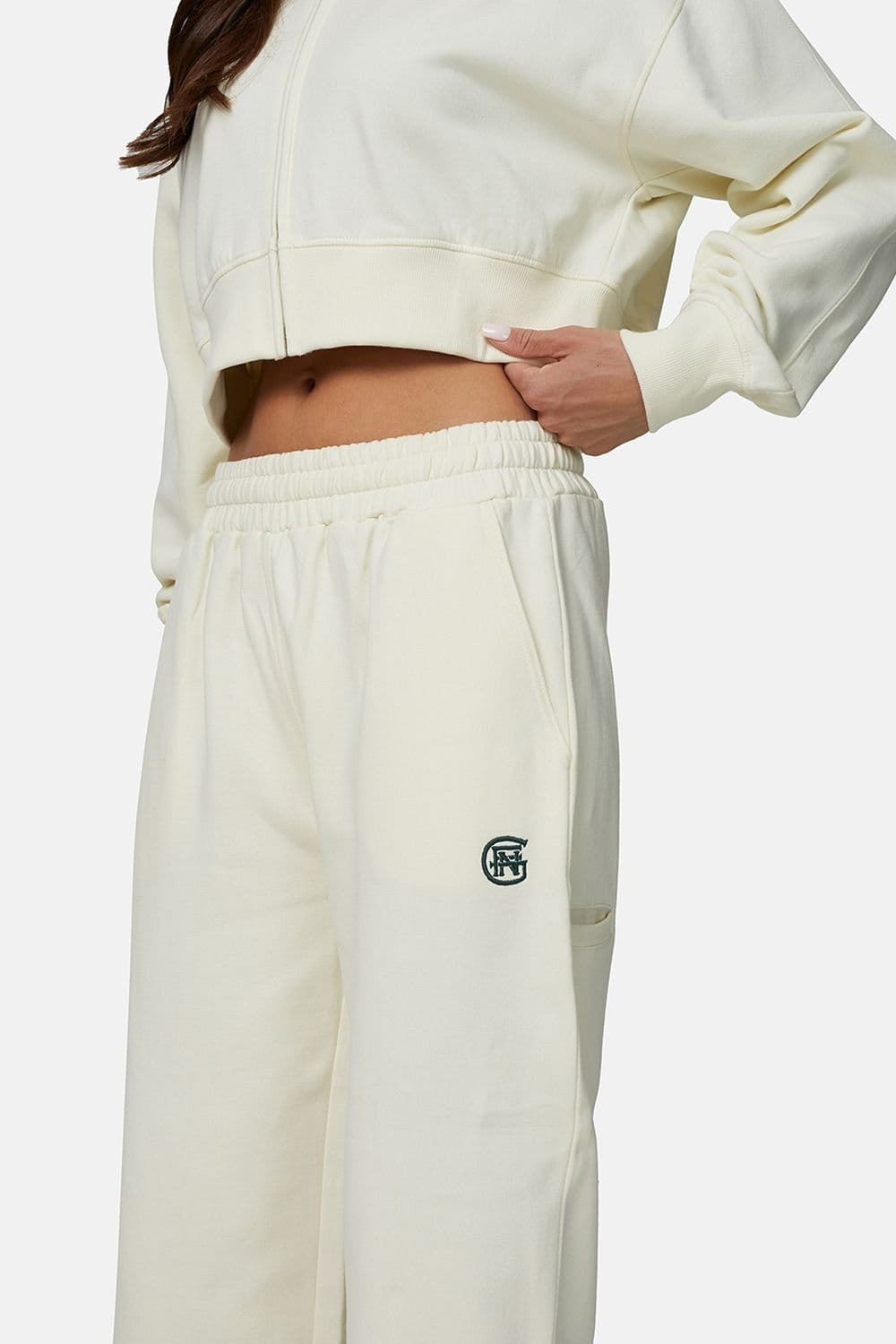 Good For Nothing Good For Nothing Women's Baggy Fit Jogger with Embroidered Logo in Cream - 4