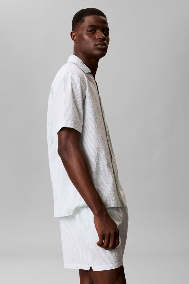 Calvin Klein Calvin Klein Men's Seersucker S/S Button Down Dime Stripe in White - 2