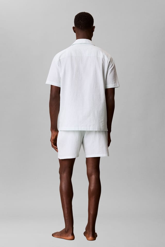Calvin Klein Calvin Klein Men's Seersucker S/S Button Down Dime Stripe in White - 3