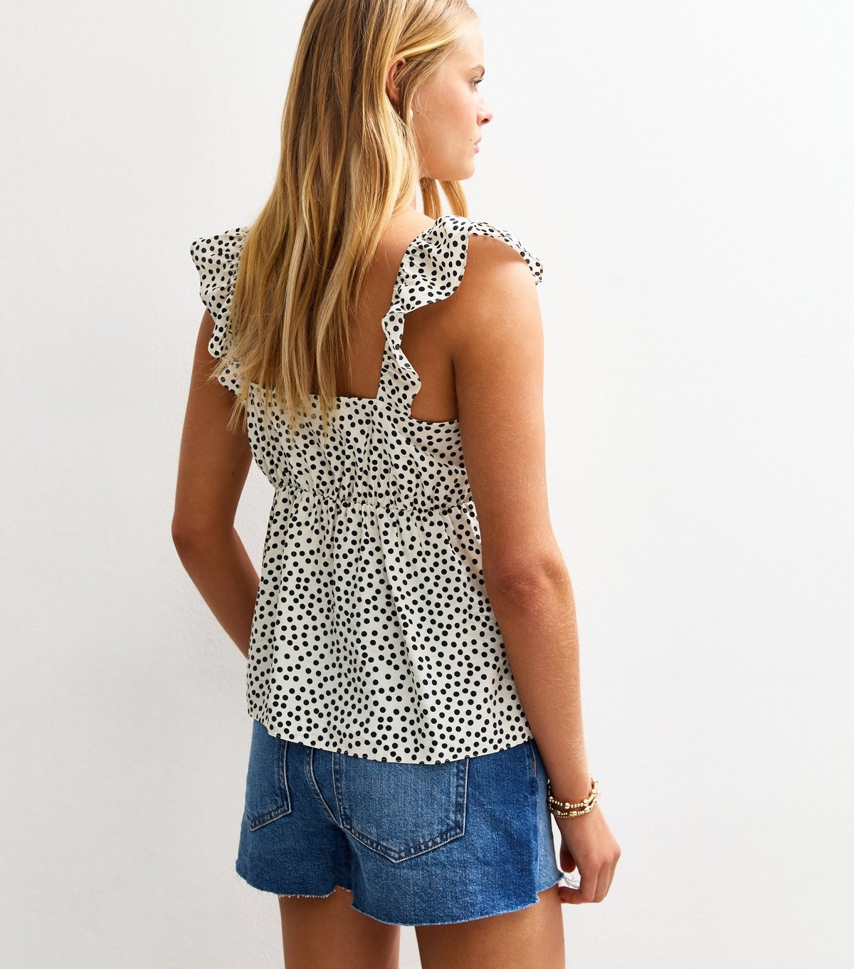 New Look Women's White Spot Print Button Front Ruffle Cami Top New Look - 4