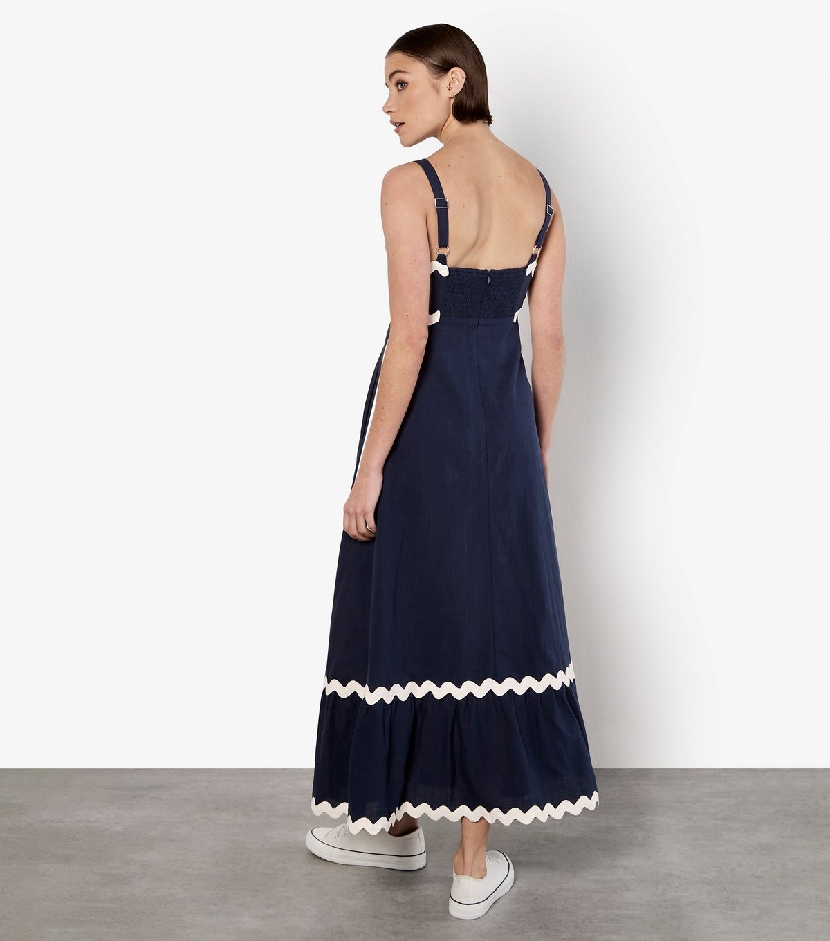 Apricot Women's Navy Contrast Trim Midi Dress Apricot New Look - 3