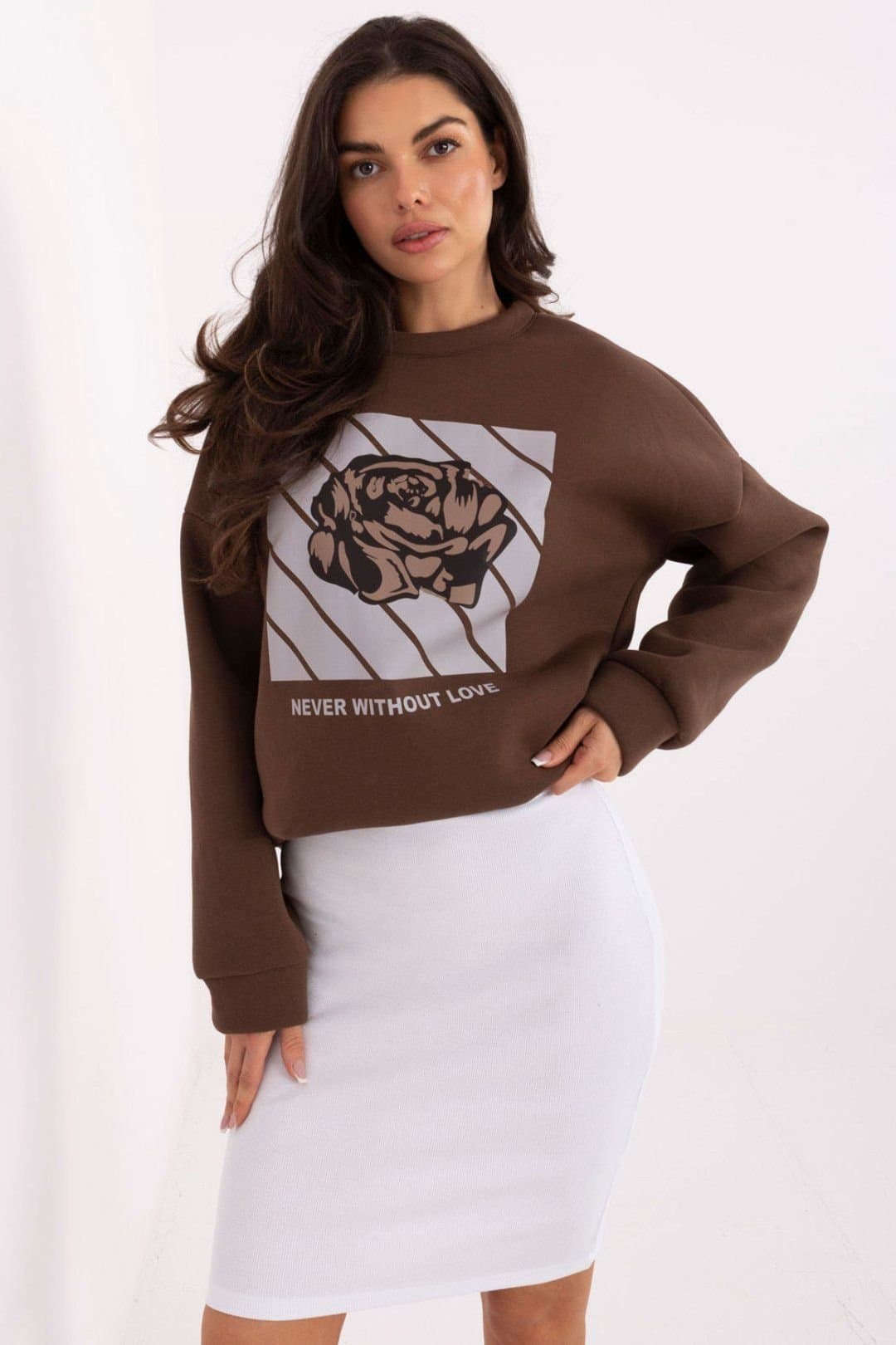 Love Lace Love Lace Women's Ribbed Knit Knee Length Slip Skirt in White
