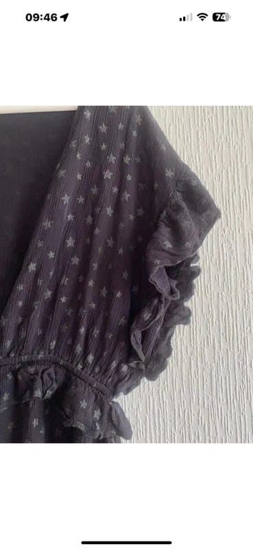 H&M Black Silver Ruffle Elasticated Playsuit 14 EUR 42
