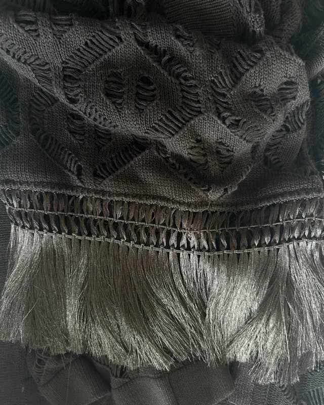 V by Very V by Very Black Crochet Fringe Kimono Cardigan - Size 14/16
