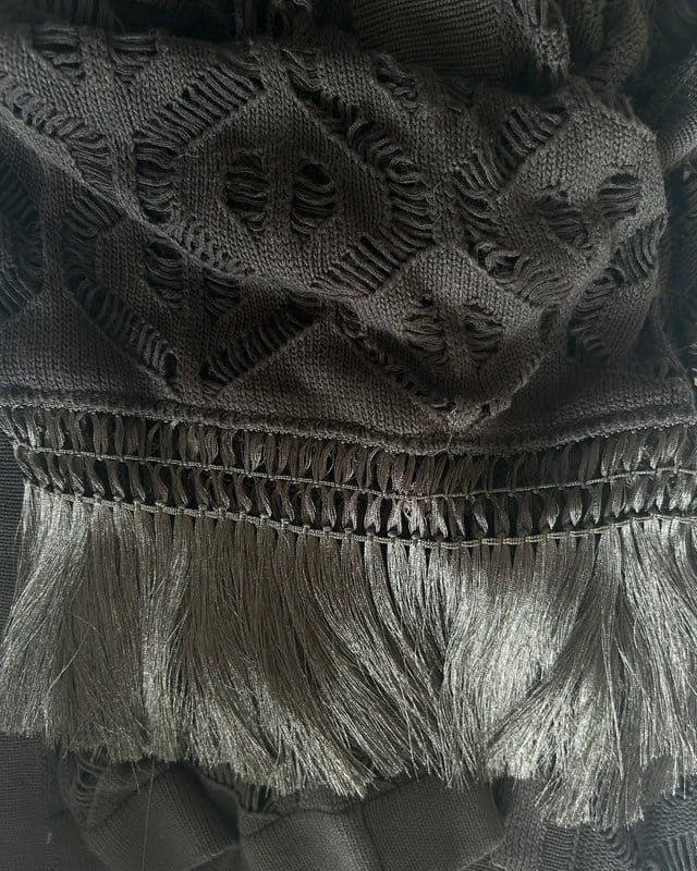 V by Very Black Crochet Fringe Kimono Cardigan - Size 14/16