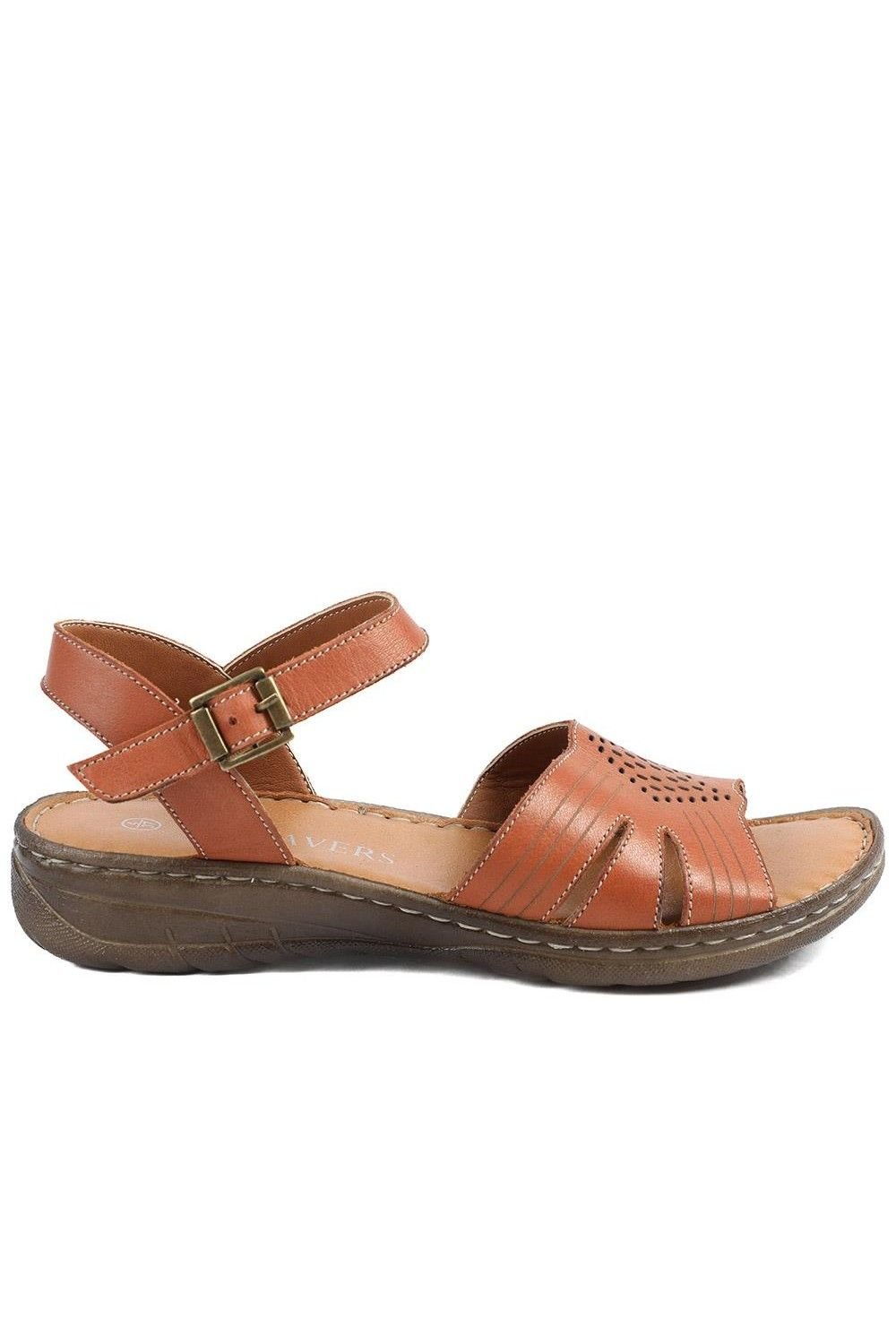 Pavers Pavers Women's Leather Buckle Fasten Casual Sandals in Tan - 2