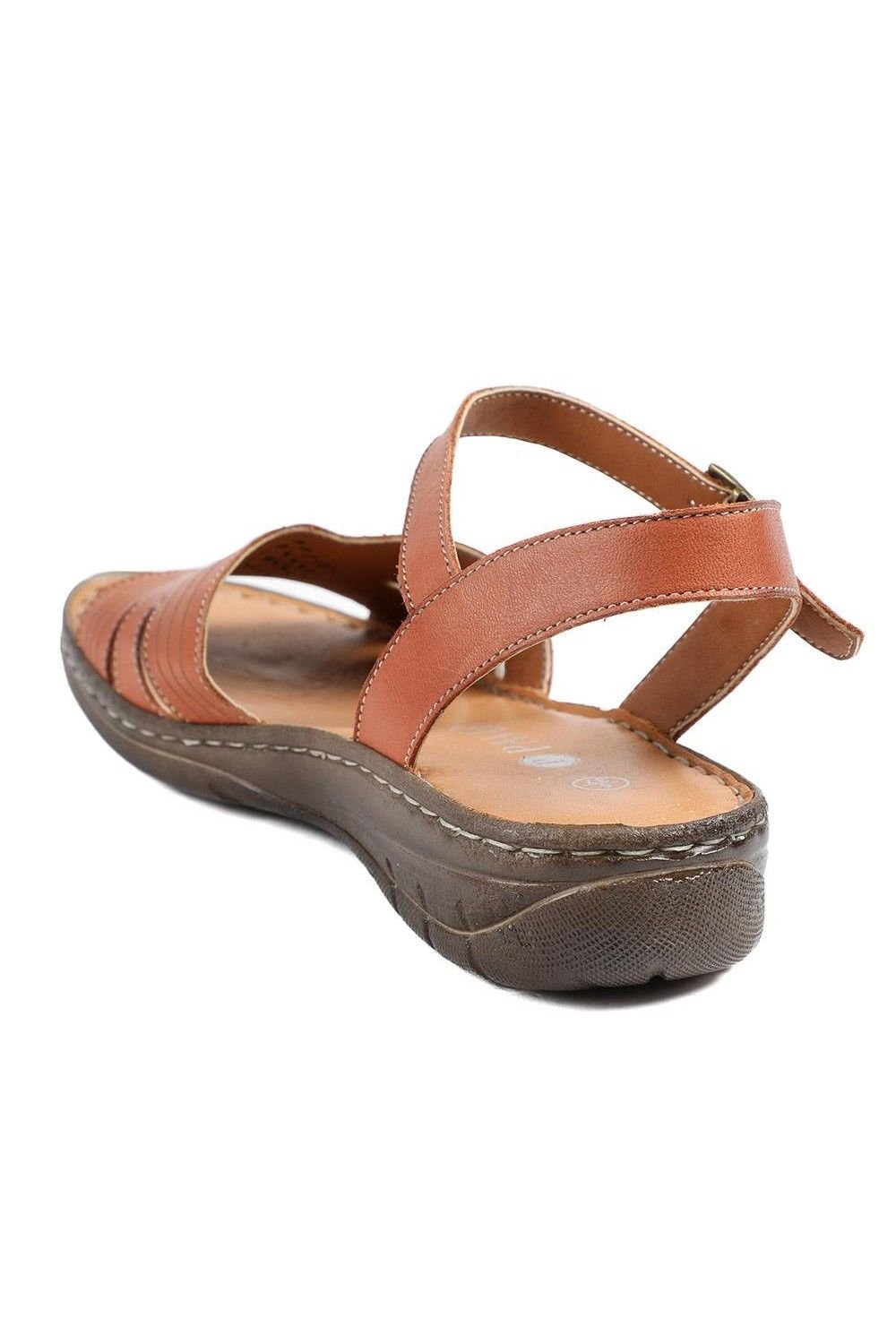 Pavers Pavers Women's Leather Buckle Fasten Casual Sandals in Tan - 3