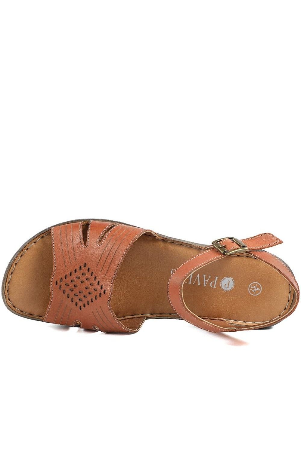 Pavers Pavers Women's Leather Buckle Fasten Casual Sandals in Tan - 4