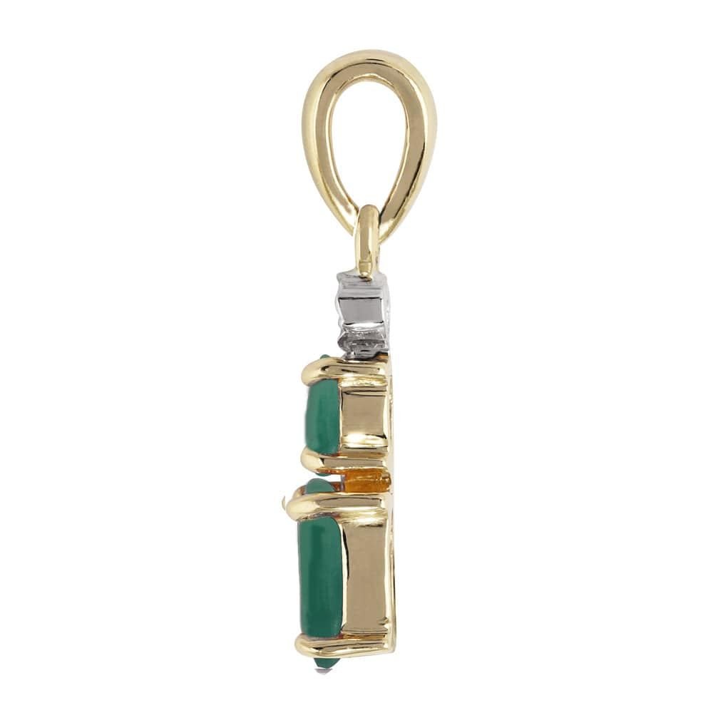 Gemondo Gemondo Women's Classic Oval Emerald & Diamond Pendant in 9ct Yellow Gold in Green - 3