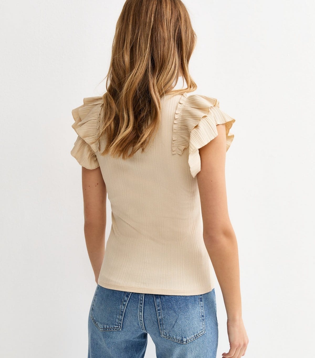 New Look Women's Mink Ribbed Flutter Sleeve T-Shirt New Look - 4