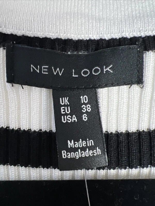 New Look New look - knit strip top - size 10 - white / black