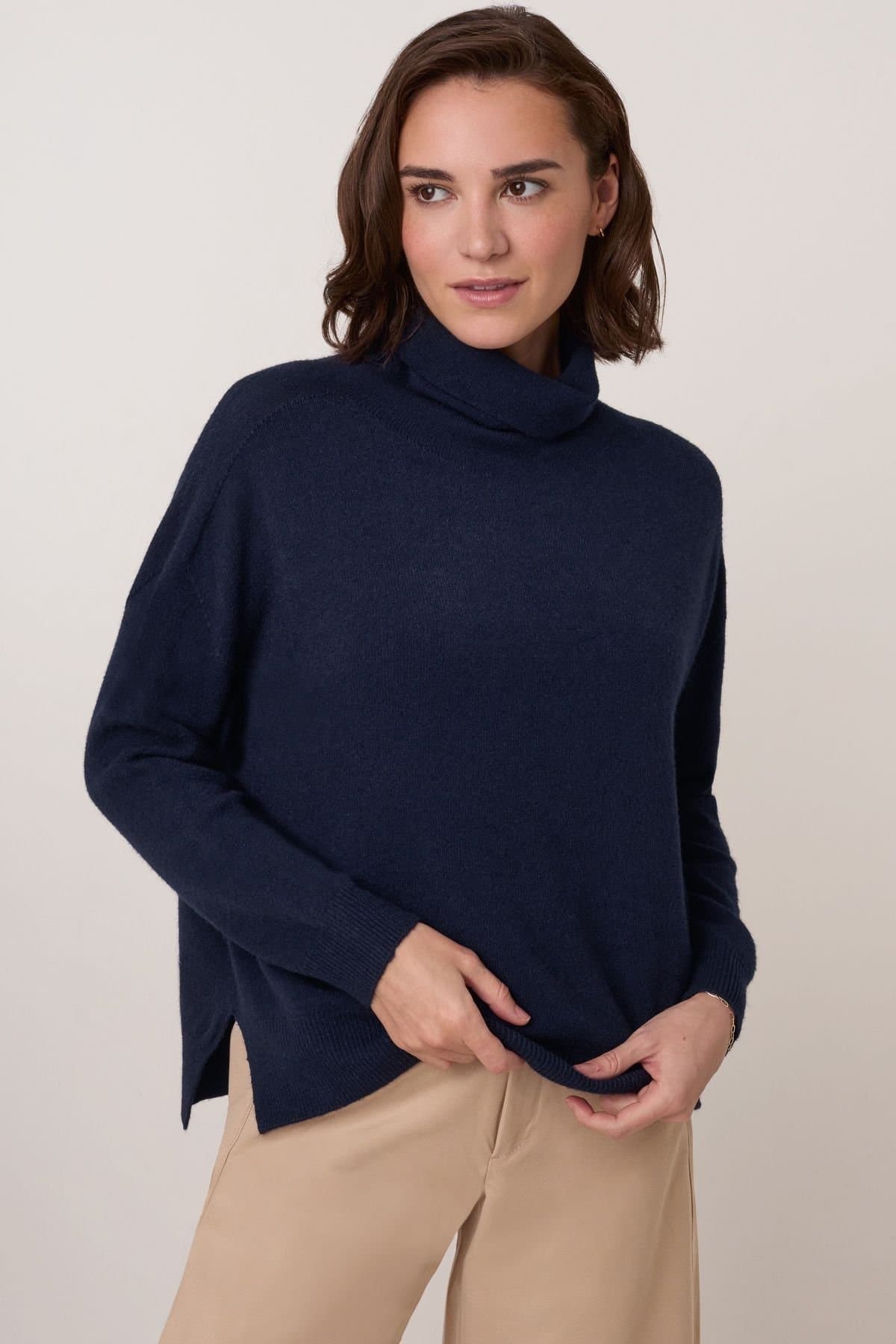 Celtic & Co Celtic & Co Women's Slouchy Roll Neck Jumper in Dark Navy