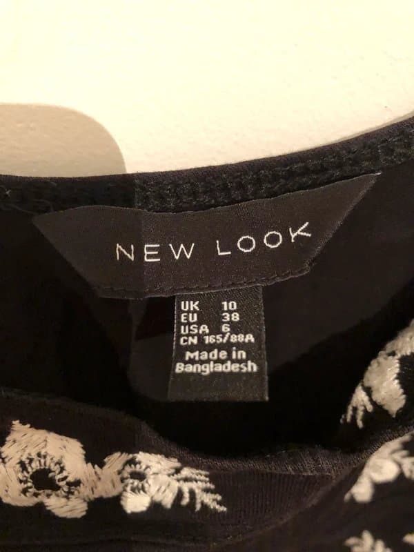 New Look Black crop top with pretty white floral embroidery
