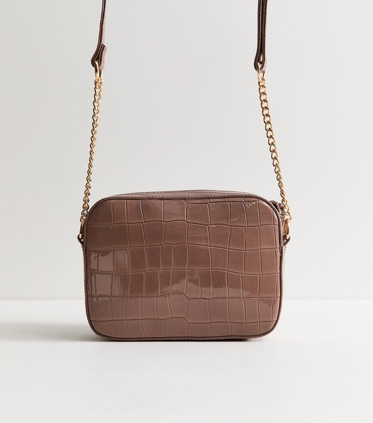 New Look Mink Faux Leather Croc Embossed Crossbody Bag Vegan New Look - 4