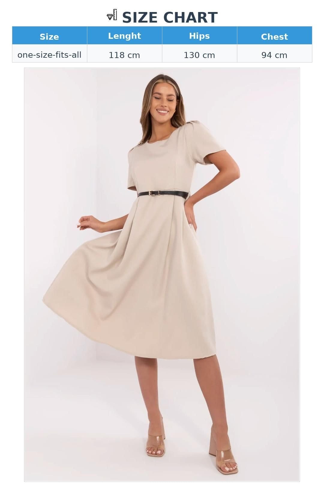 Love Lace Love Lace Women's Classic Midi Flared Dress with Belt Style 211827 in Beige - 4