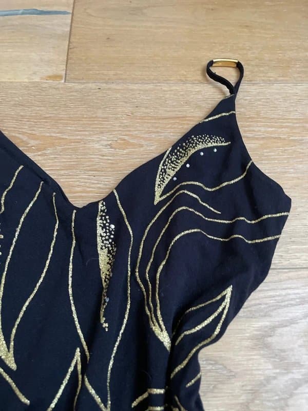 River Island y2k 2000s old river island black gold embellishment cami straps reto urban