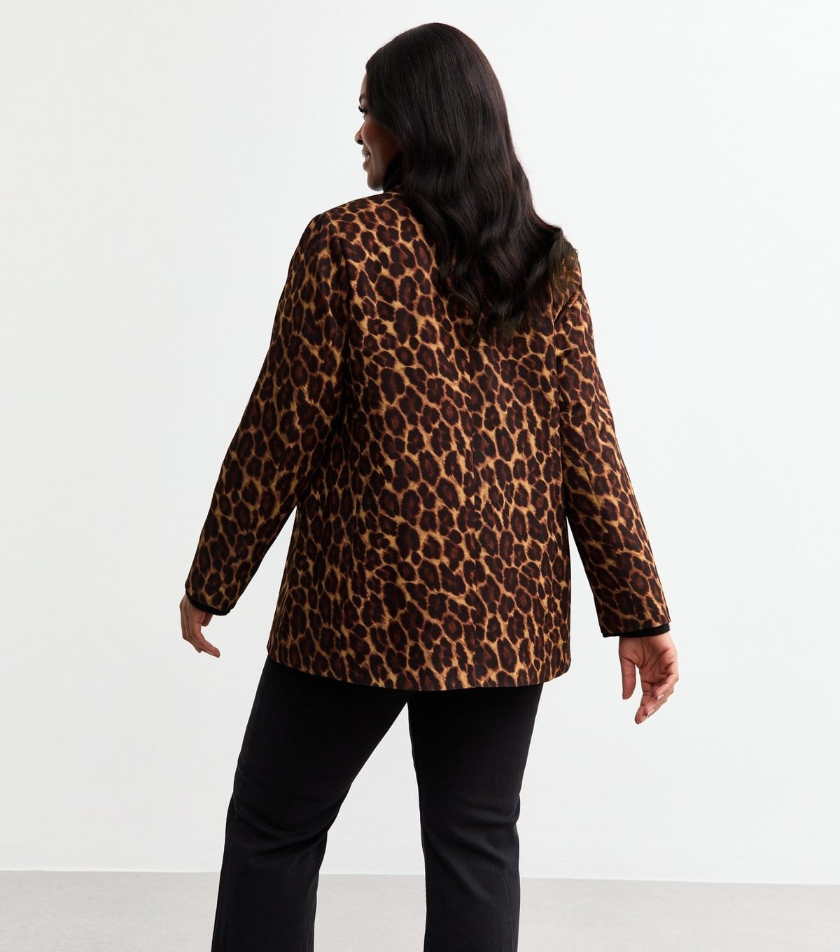 New Look Women's Plus Size Brown Leopard Print Blazer Curves New Look - 4