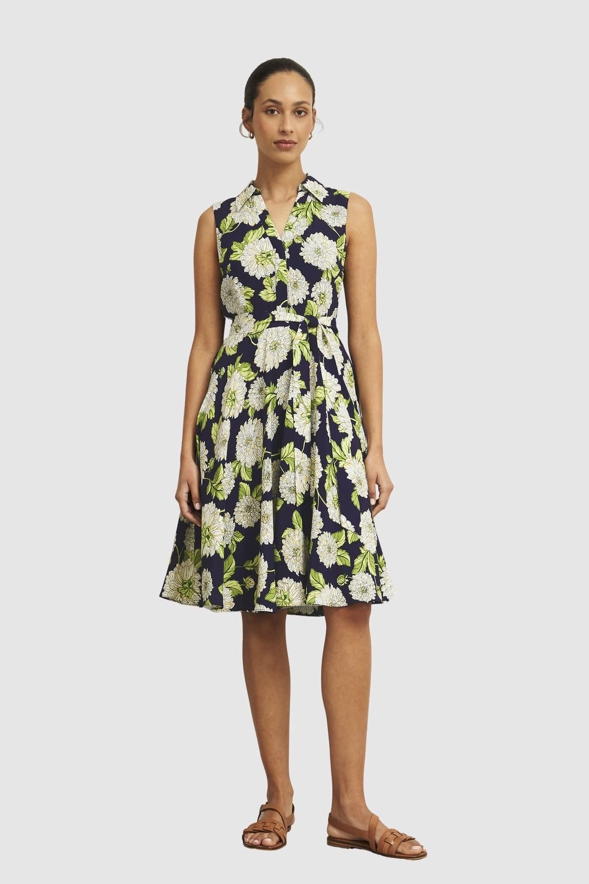 Hobbs London Dark Navy Floral Midi Dress
