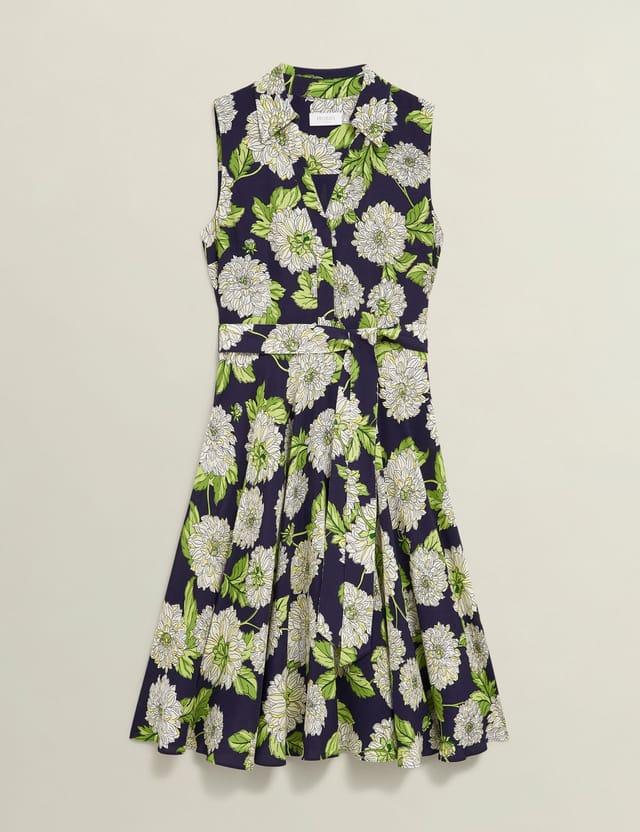 Hobbs London Hobbs London Women's Bea Sleeveless Shirt Midi Dress in Dark Navy - 2