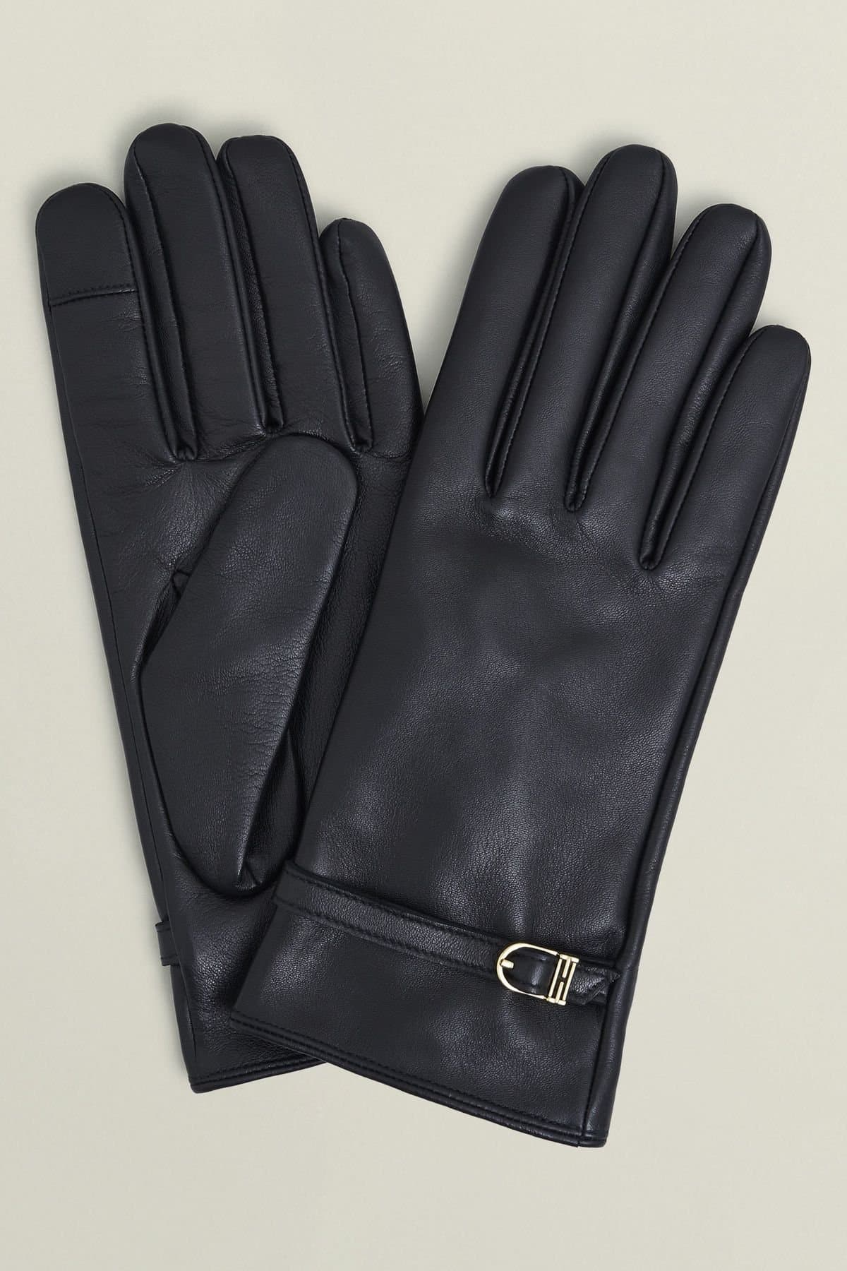 Hobbs London Hobbs London Women's Lillia Leather Gloves in Black