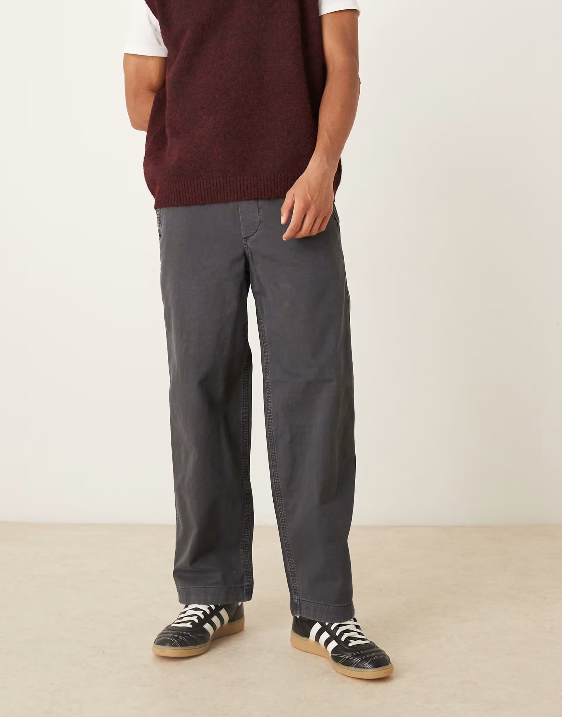 ASOS Abercrombie & Fitch pull on chino trousers in black