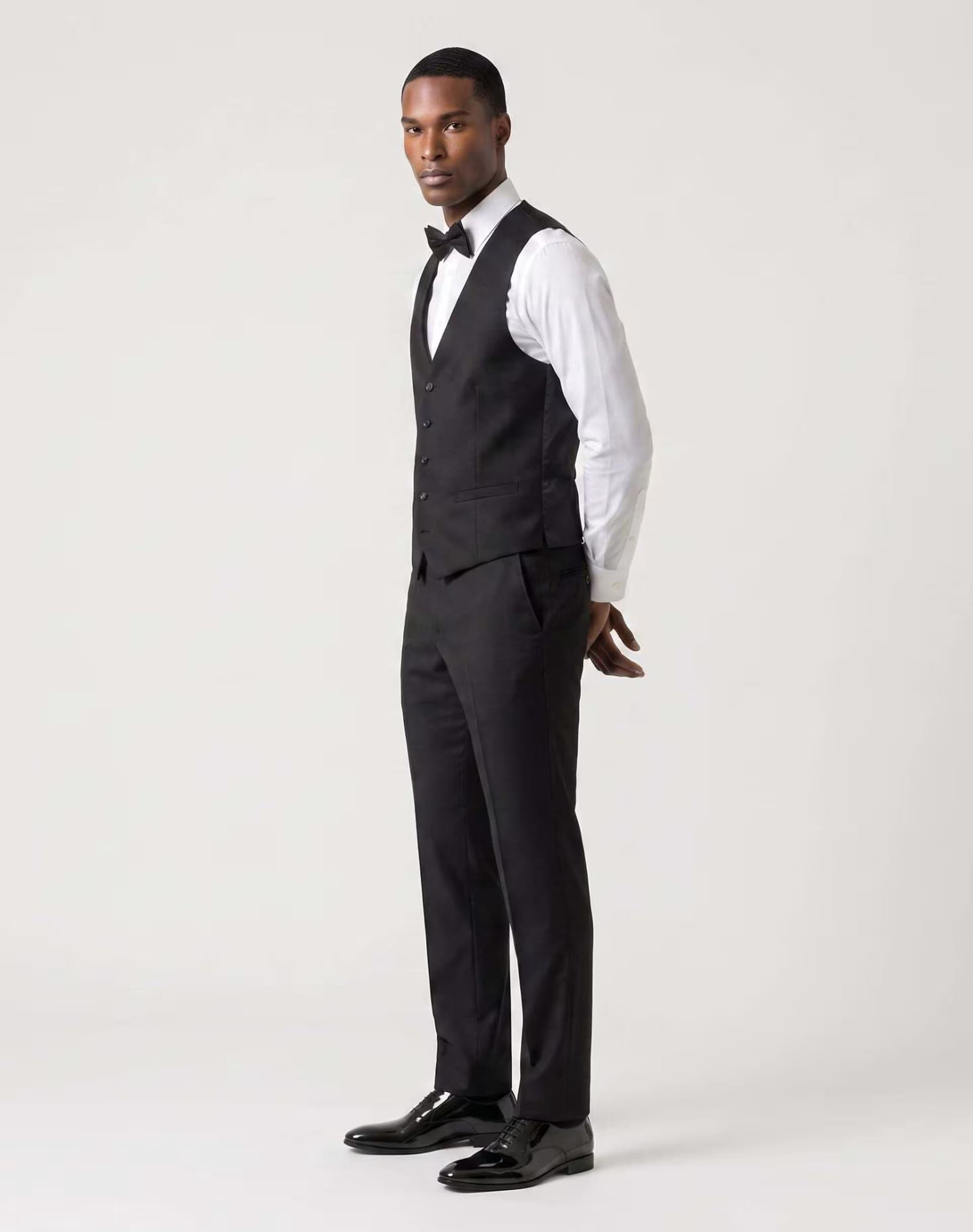 ASOS Harry Brown Raffi tux suit waisstcoat in black in black