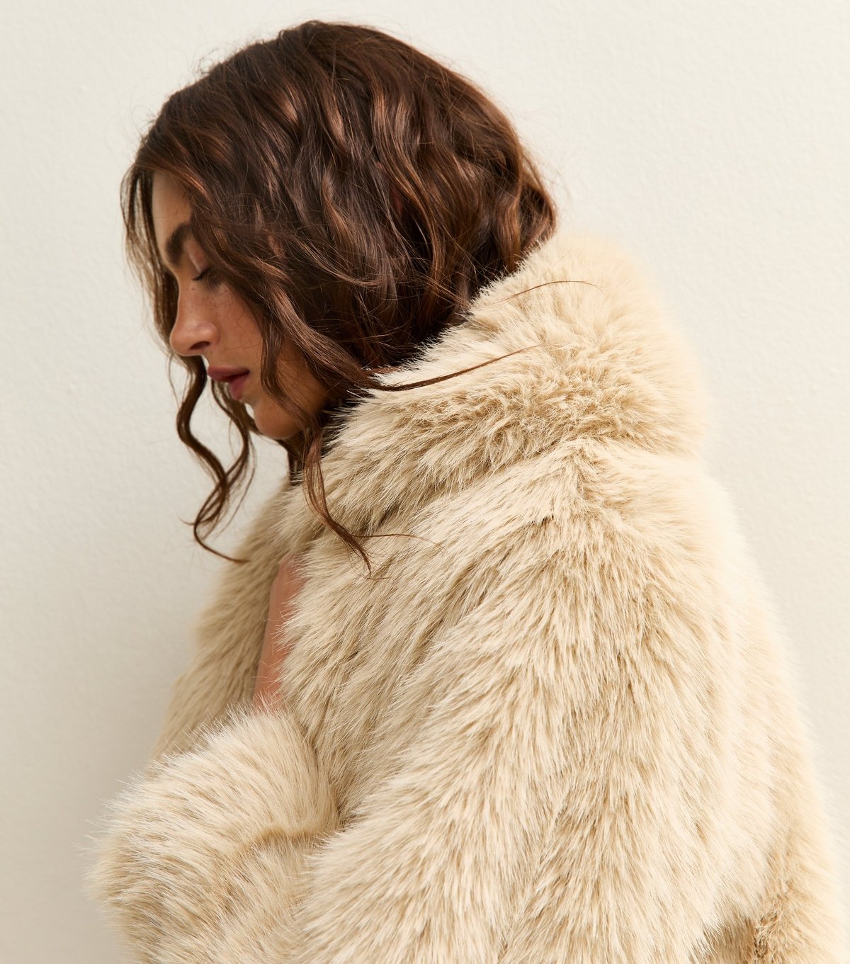 New Look Women's Stone Faux Fur Longline Coat New Look - 2