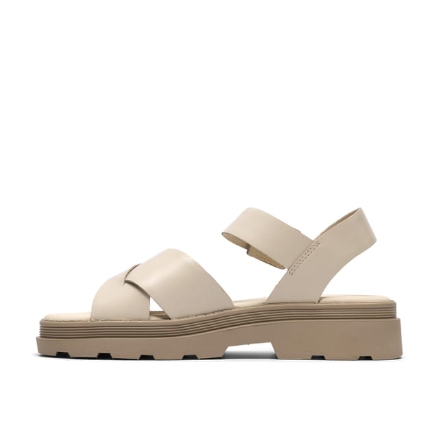 Clarks Clarks Women's Orinoco3 Cross Cream Leather Flat Sandals - 2