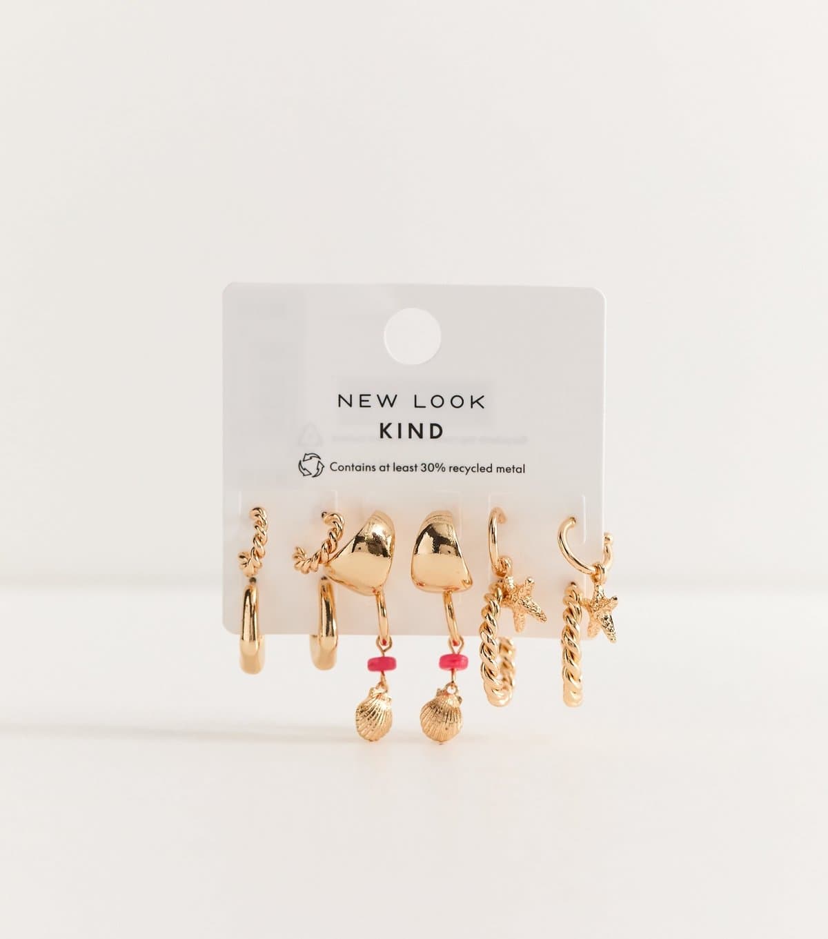 New Look Pack of 6 Gold Tone Coastal Hoop Earrings New Look