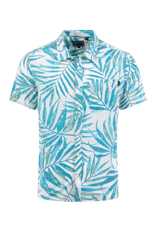 Weird Fish Weird Fish Men's Faraway Short Sleeve Printed Shirt in White - 2