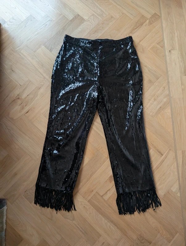 ASOS ASOS Luxe curve black sequin trousers, size 20 - 1