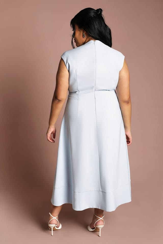 Coast Coast Women's Plus Belted Crepe Midi Dress in Light Blue - 3