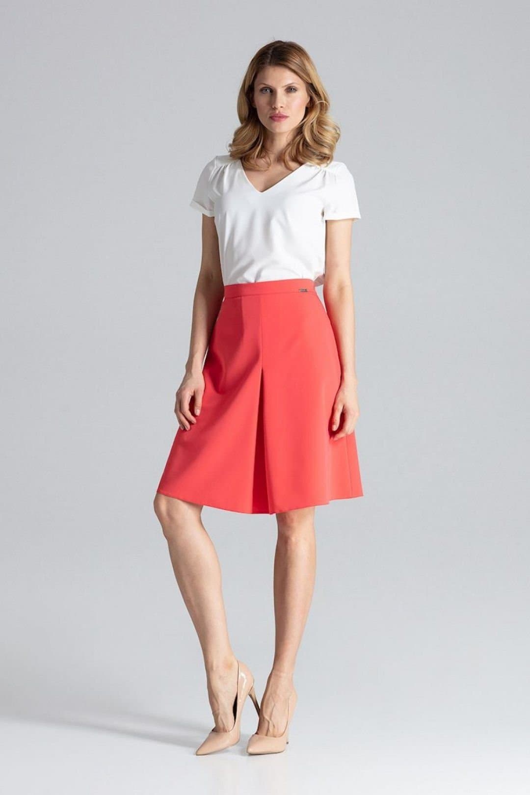 Love Lace Love Lace Pink A-Line Midi Skirt with Concealed Zip