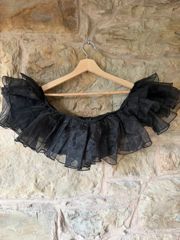 Bershka Black Tulle Bralette Top Off the Shoulder