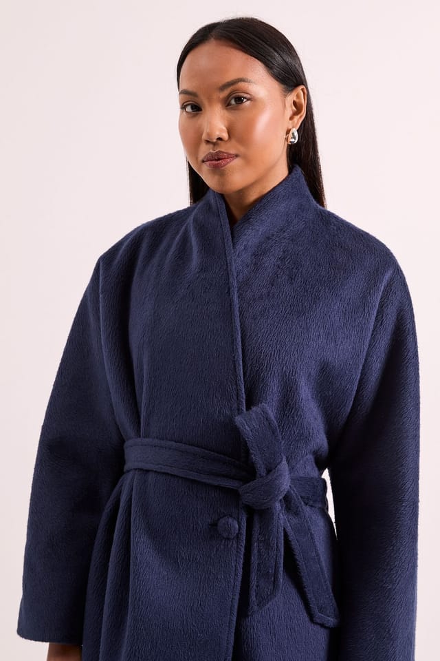 Principles Principles Women's by Wallis Wrap Belted Coat in Navy - 2