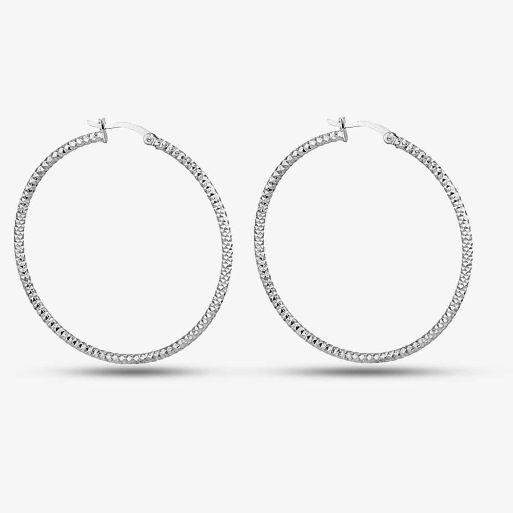 T.H.Baker T.H.Baker Silver Diamond-Cut Hoop Earrings