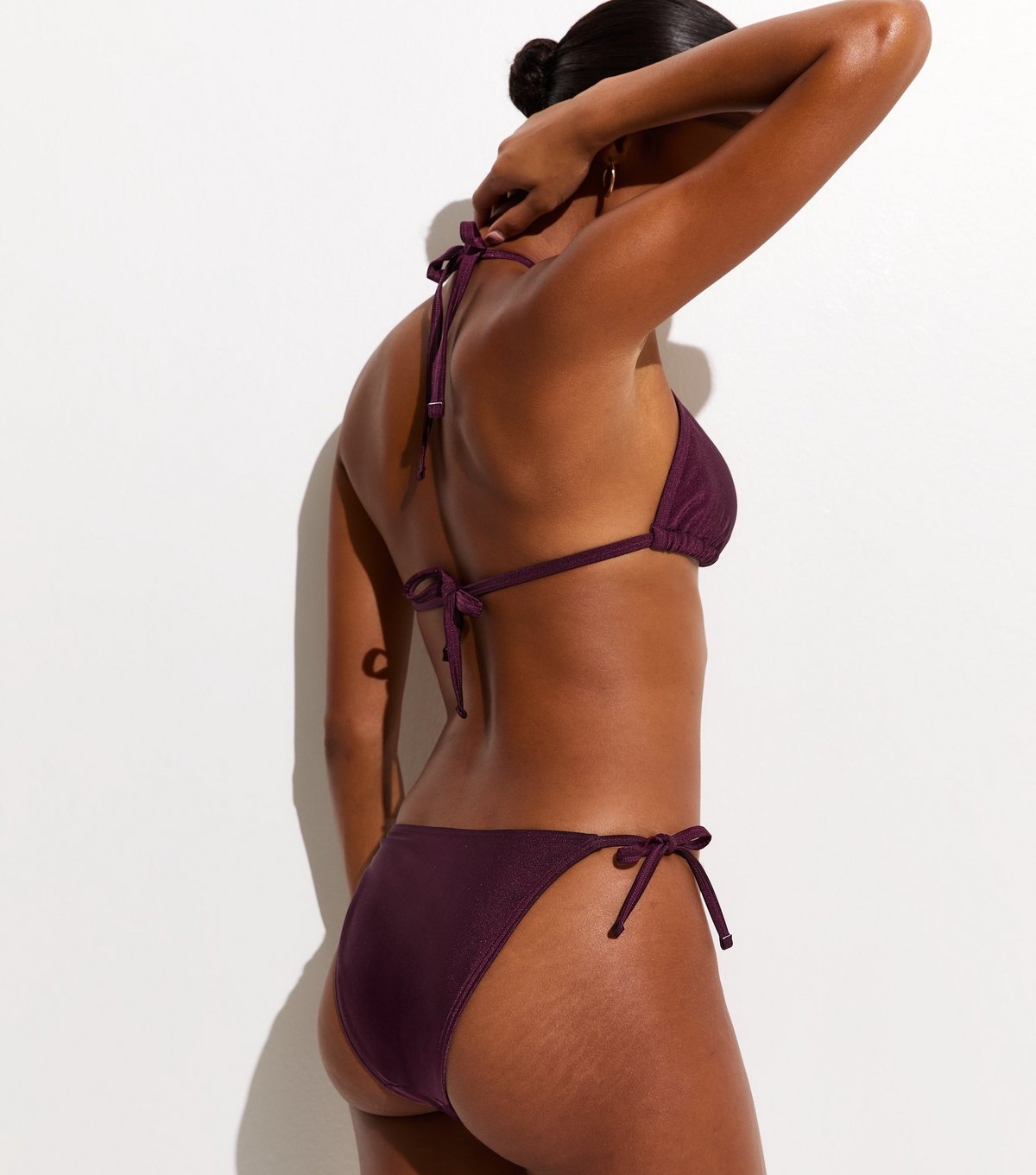 New Look Women's Dark Burgundy Shell Trim Side Tie Bikini Bottoms New Look - 4