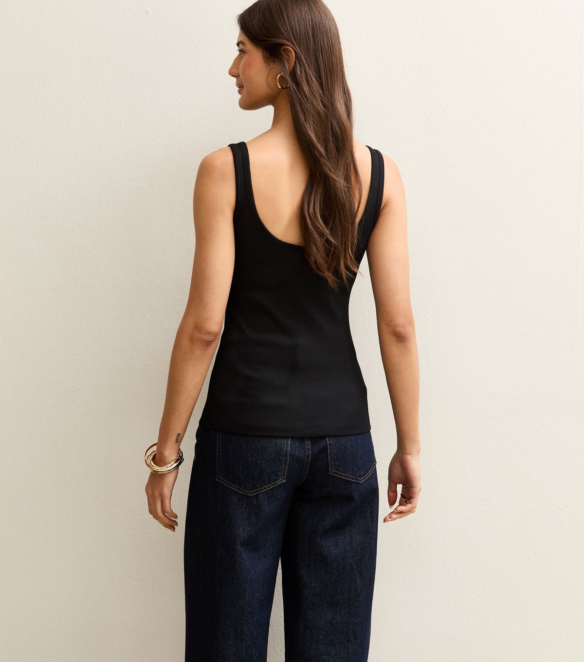 New Look Women's Black Ribbed Button Up Tank Top New Look - 4