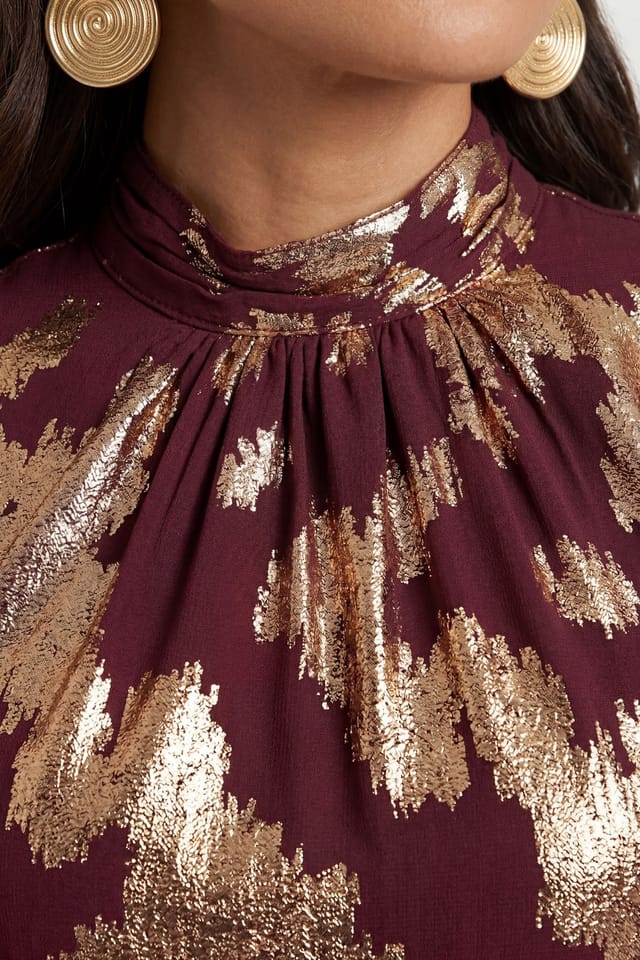 Wallis Wallis Women's Metallic Ruffle Hem Maxi Dress in Plum - 3