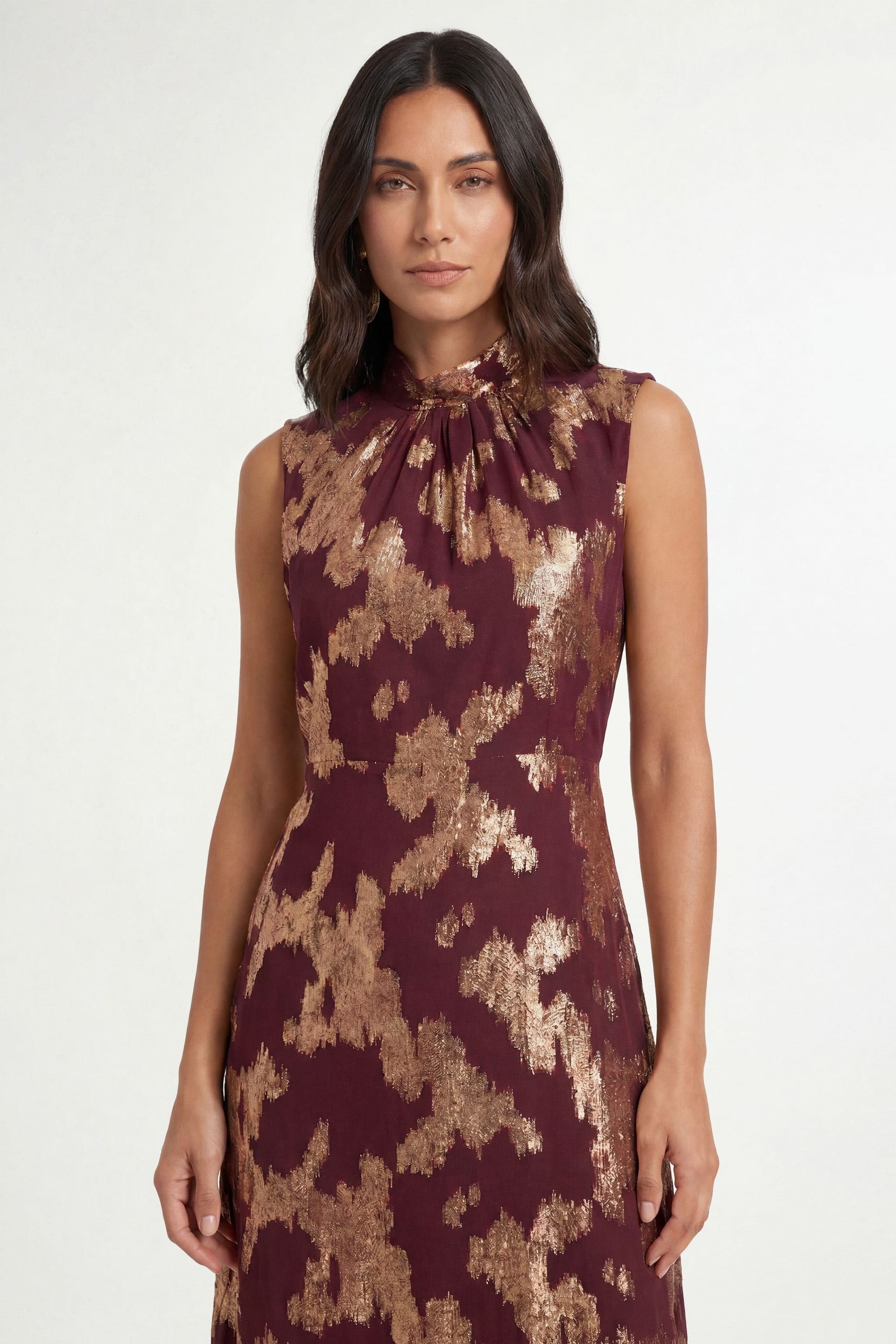 Wallis Wallis Women's Metallic Ruffle Hem Maxi Dress in Plum - 4